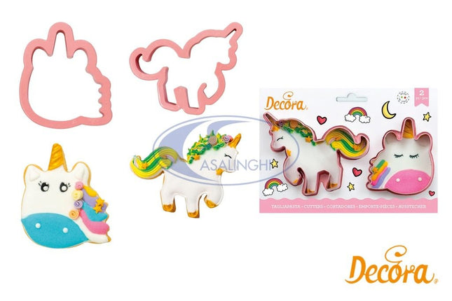 Set 2 Tagliapasta Magic Unicorno 8/11X2,2H Cm – In Plastica, Perfetti Per Biscotti Fantasiosi E Attività Creative Con Bambini Decora