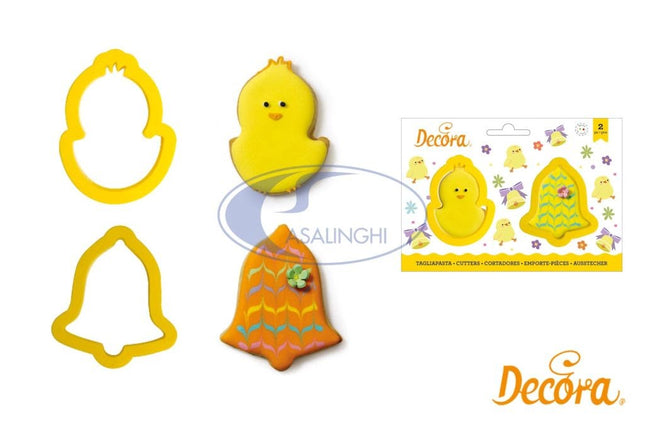 Set 2 Tagliapasta Pulcino E Campana 8/9X2,2H Cm – In Plastica, Perfetti Per Biscotti Pasquali E Lavoretti Creativi Con Bambini Decora