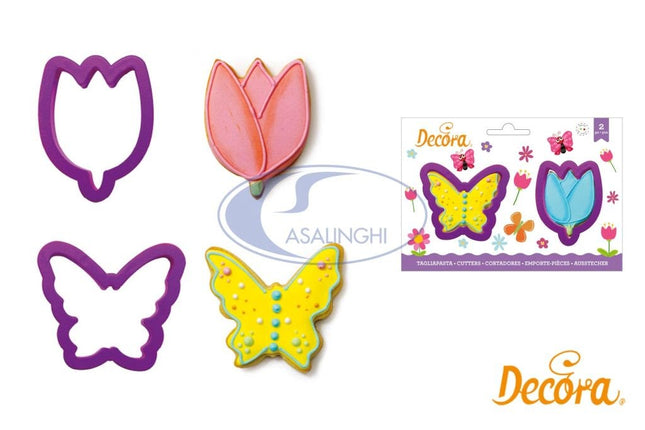 Set 2 Tagliapasta Farfalla E Fiore 8/9X2,2H Cm – In Plastica, Ideali Per Biscotti Decorativi E Attività Creative Con Bambini Decora
