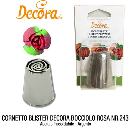 Cornetto Per Decorazione In Blister Bocciolo Di Rosa Decora Decora
