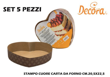 Stampo Cuore Carta Da Forno Set 5 Pz. Cm.20