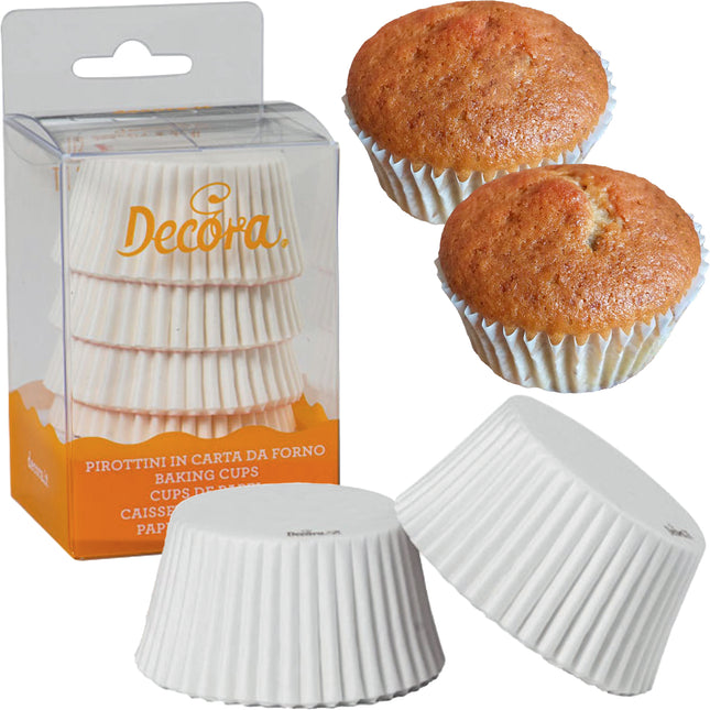 Pirottini Bianchi Cupcake 75 Pz In Carta Da Forno Formine Per Muffin Ø 5X3,2H Cm Stampi Per Dolci Pasticceria