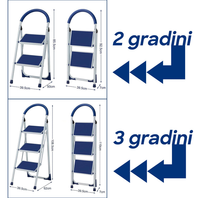 Scala Pieghevole Salvaspazio con Gradini Antiscivolo e Maniglione Comfort D&D Casalinghi