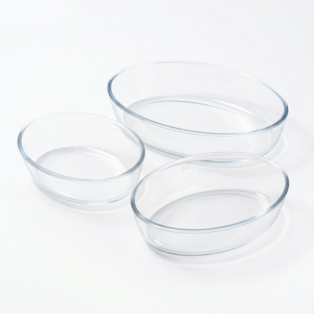 Tris Pirofile Ovali in Vetro Borosilicato da Forno e Servizio - Set 3 Pezzi D&D Casalinghi
