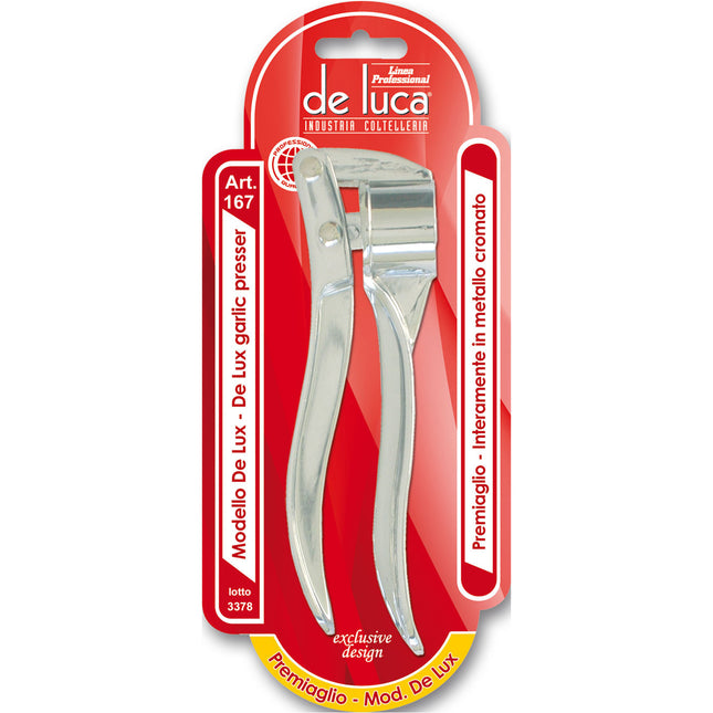 Spremiaglio Professionale Deluxe Metallo Cromato Trita Aglio