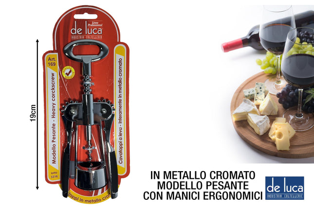 LEVATAPPO A LEVE IN METALLO CROMATO PESANTE CM.19 De Luca Coltellerie
