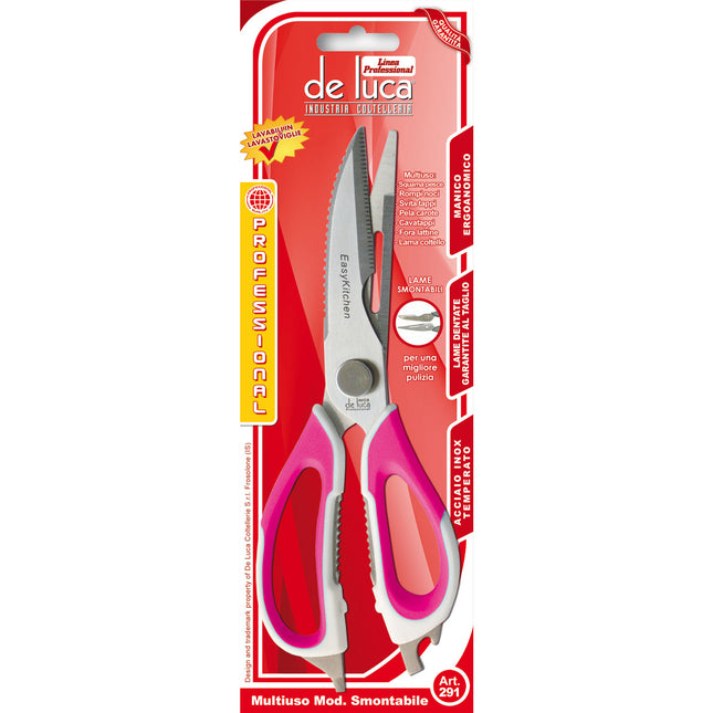 Forbice da Cucina Grande Multiuso in Acciaio Inox 8,5" con Manico Colorato Smontabile Universale 21,5 cm