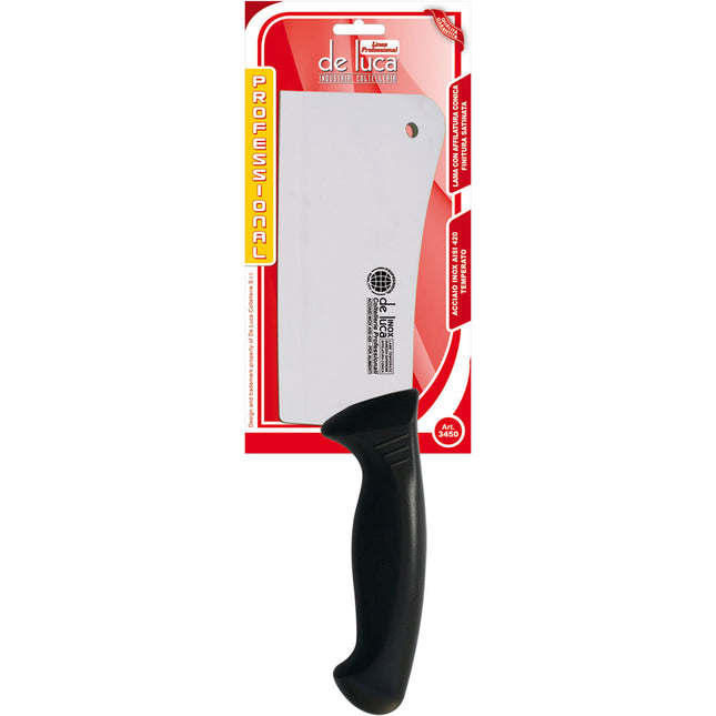 De Luca Coltellerie Mannaia da Macellaio Lama in Acciaio Inox AISI 420 Temperato con Manico in Plastica Ergonomico 14 cm De Luca Coltellerie