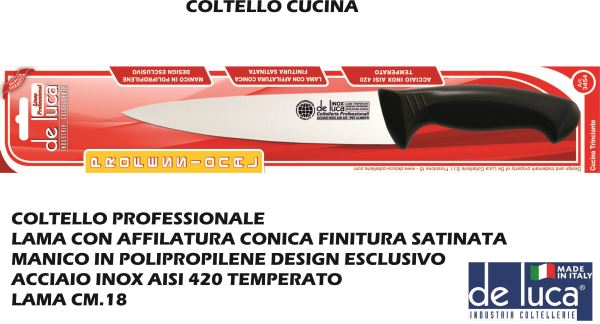 Coltello Cucina Inox Man. Plastica Cm.18