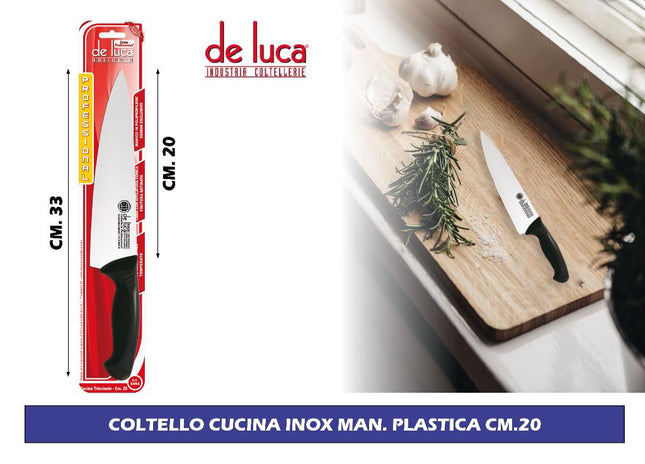 COLTELLO CUCINA INOX MAN. PLASTICA CM.20 De Luca Coltellerie