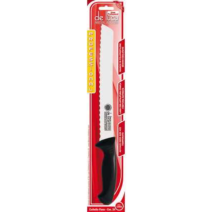 Coltello per Pane Professionale Dentato in Acciaio Inox con Manico in Plastica Ergonomico 24 cm
