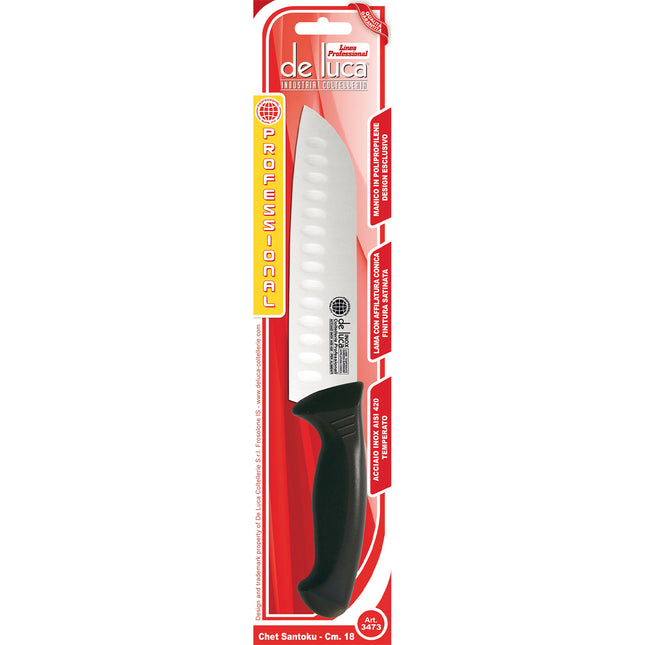 Coltello Santoku Professionale 18 cm Lama Inox Alveolata
