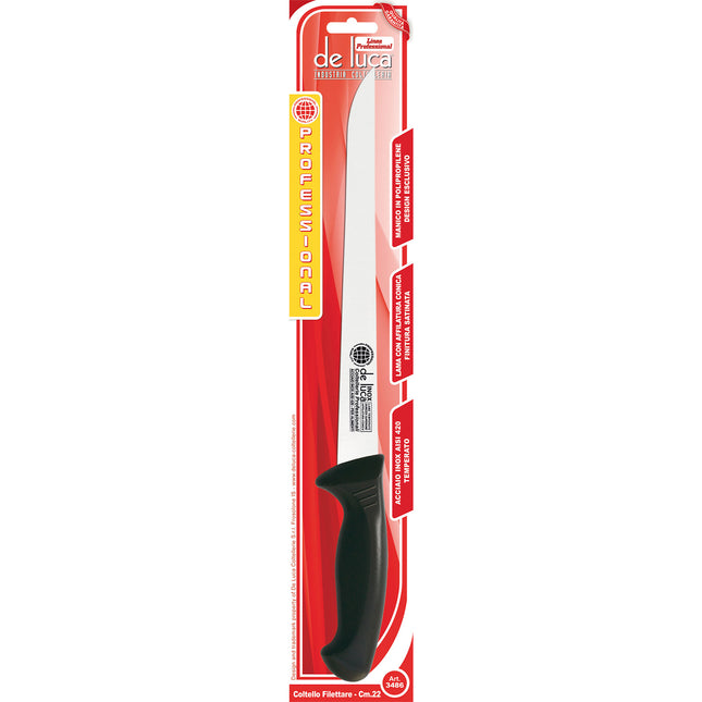 Coltello Sfilettare Inox Man. Plastica Cm.22