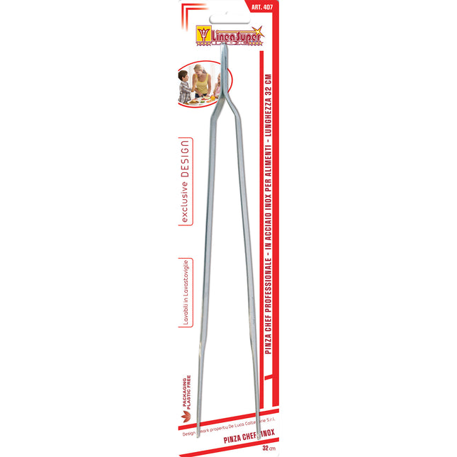 Pinze Professionali per Alimenti da Chef Cucina Gourmet 18/10 in Acciaio Inox 32 cm