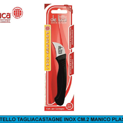 COLTELLO TAGLIACASTAGNE INOX CM.2 MANICO PLASTICA De Luca Coltellerie