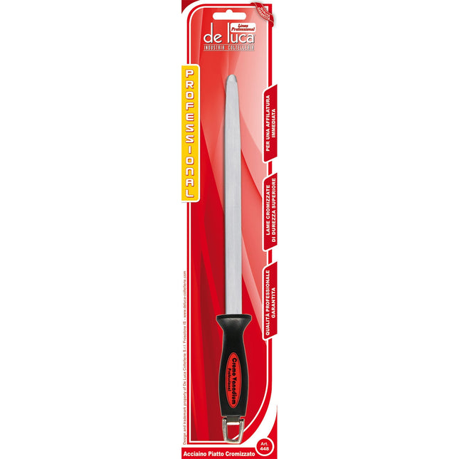 Acciaino Professionale per Affilatura Coltelli da Cucina Linea Professionale Cromatizzato Piatto De Luca Coltellerie