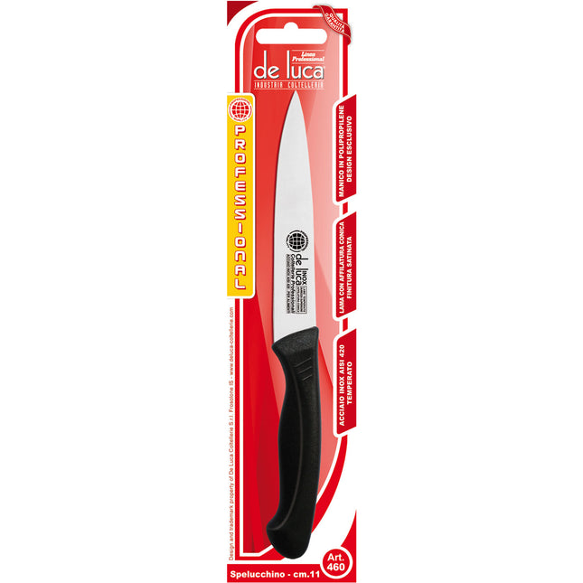 Spelucchino Coltello per Pelare e Sbucciare in Acciaio Inox con Manico in Plastica Ergonomico Lama 11 cm