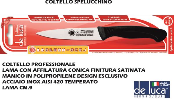 Coltello Spelucchino Inox Man. Plastica Cm.9 L. Profess.