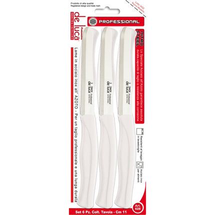 Set 6 Coltelli da Tavola Punta Tonda Lama 11cm – Acciaio Inox all’Azoto, Lavabili in Lavastoviglie
