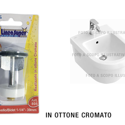 TAPPO SALTELLO IN OTTONE CROMATO MODELLO TRADIZIONALE 1-1/4” MM.39