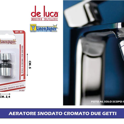 Aeratore Cromato Due Getti per Rubinetto Fisso E Snodato
