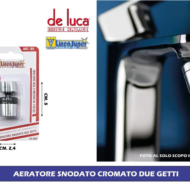 Aeratore Cromato Due Getti per Rubinetto Fisso E Snodato