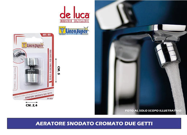 Aeratore Cromato Due Getti per Rubinetto Fisso E Snodato De Luca Coltellerie