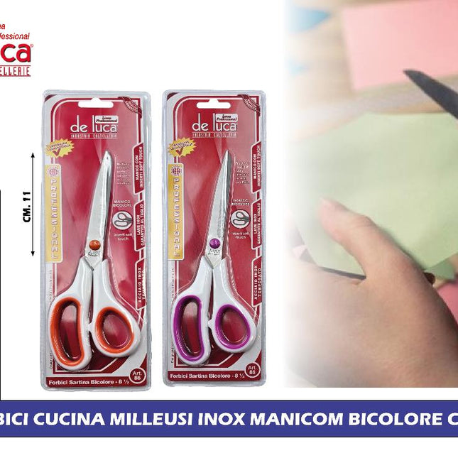FORBICI CUCINA MILLEUSI INOX MANICOM BICOLORE CM.8,5