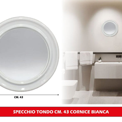 SPECCHIO TONDO CM.43 CORNICE BIANCA Due Esse