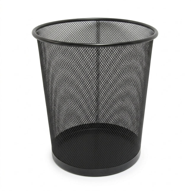 Cestino Gettacarta in Metallo Nero 24x26 cm, Cestino Spazzatura Cilindrico in Metallo Verniciato per Ufficio, Casa e Studio, Pattumiera Minimalista sotto Scrivania Due Esse