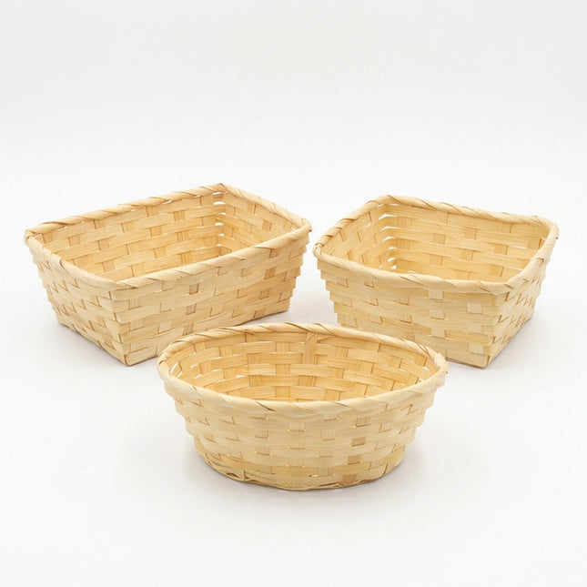 Cestino Portapane Intrecciato in Bamboo | Cesto Multiuso Ovale, Rettangolare o Quadrato Due Esse