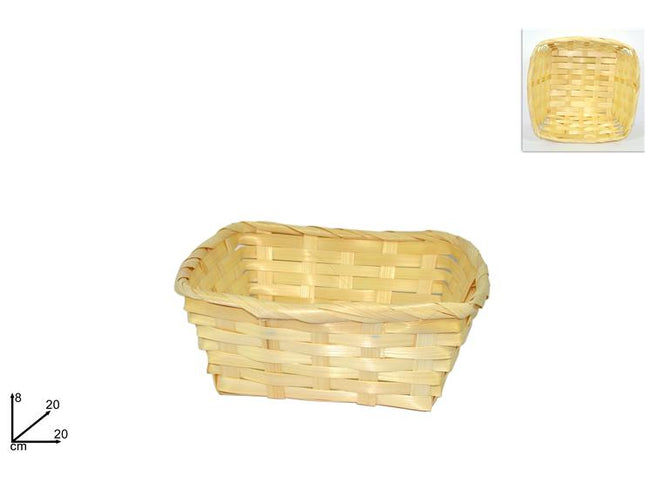 Cestino Intrecciato In Plastica Quadro Cm.20X20X8H Naturale Due Esse