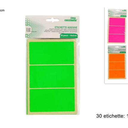 Etichette Adesive Fluo Cm.10X5 Set 30 Pz. 4 Colori Due Esse