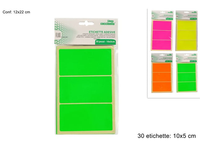 Etichette Adesive Fluo Cm.10X5 Set 30 Pz. 4 Colori Due Esse