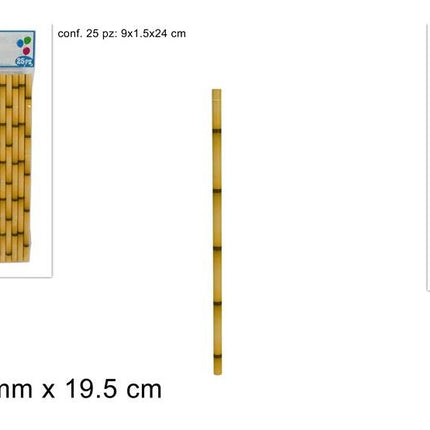 Set 25 Cannucce di Carta Fantasia Bamboo 2 Colori - Ø 5 mm x 19.5 cm Tutto Tutto Meno Meno®