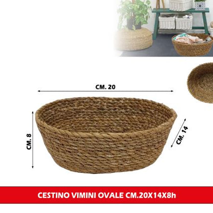 Cestino Portapane Vimini Ovale Cm.20X14X8H Due Esse