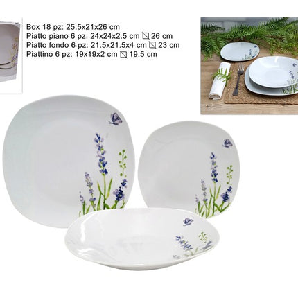 Piatti Serv. 18 Pz. Porcellana Dec. Fantasia Fiori Due Esse
