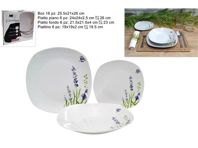 Piatti Serv. 18 Pz. Porcellana Dec. Fantasia Fiori Due Esse
