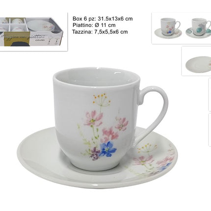 Tazzine Caffe' Conf. 6 Pz. C/Piatt. Dec. 3 Ass. Due Esse