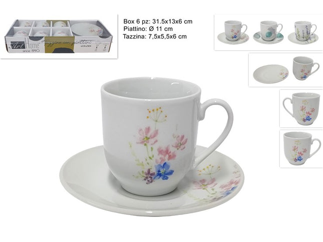 Tazzine Caffe' Conf. 6 Pz. C/Piatt. Dec. 3 Ass. Due Esse