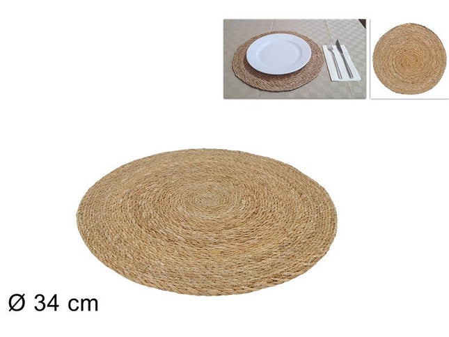 Sottopiatto Rotonda in Corda Intrecciata Diametro 34 cm Naturale | Tovaglietta Americana Termoisolante Antigraffio in Stile Rustico per Tavola Due Esse