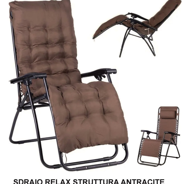Sdraio Relax con Cuscino Imbottito – Regolabile, Comodo e Disponibile in 3 Colori! Marrone Due Esse