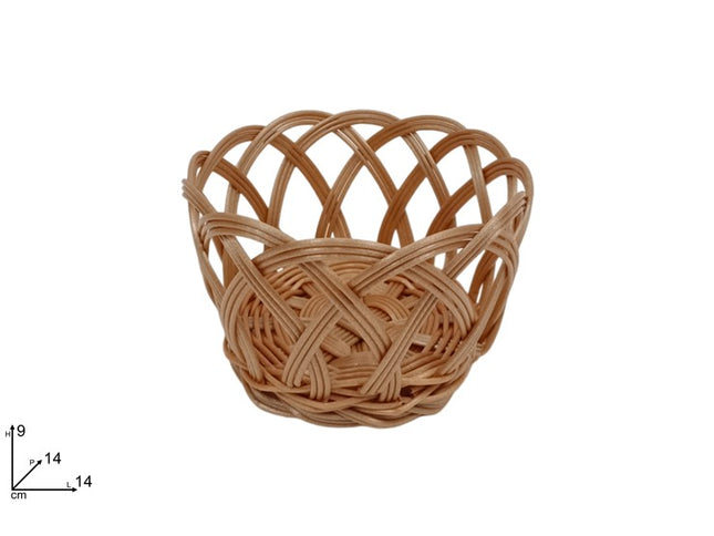 Cestino Intrecciato In Plastica Tondo Cm.14 Naturale Due Esse