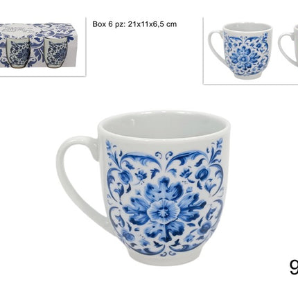 Tazzine Caffe' Conf. 6 Pz. S/Piatt. Dec. Maiolica 2 Ass. Due Esse