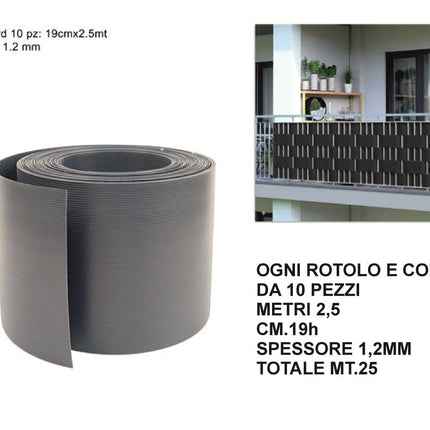 Frangivista Rotolo per Recinzione – 10 Pezzi da 2,5 m, Privacy e Protezione in un Attimo! Grigio Scuro Due Esse