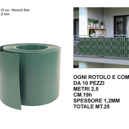 Frangivista Rotolo per Recinzione – 10 Pezzi da 2,5 m, Privacy e Protezione in un Attimo! Verde Due Esse