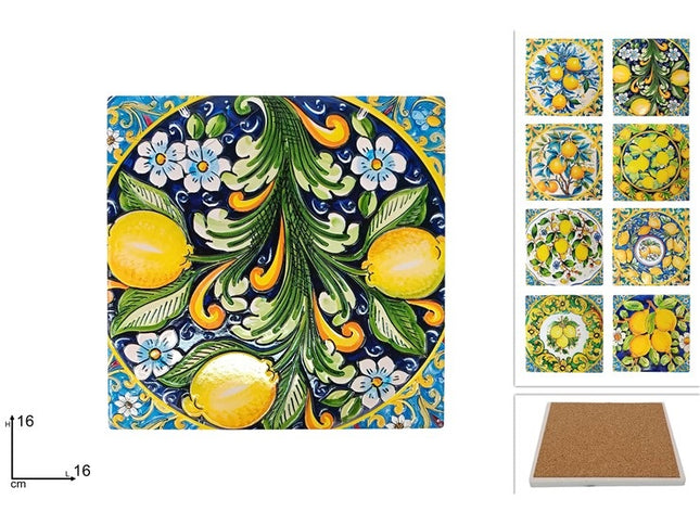 SOTTOPENTOLA QUADRO BASE SUGHERO CM.16X16 DEC. LIMONI Due Esse