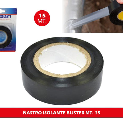 Super Ask Nastro Isolante Nero Rotolo da 15 Metri in Blister | Nastro Adesivo Isolante per Cablaggi Elettrici, Riparazioni e Fai da Te Tutto Tutto Meno Meno®