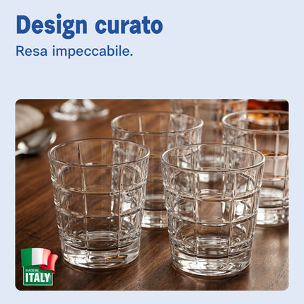 Bormioli Rocco Cube Set 6 Bicchieri 24,5 cl in Vetro di Alta Qualità, Servizio Bicchieri Acqua dal Design Moderno e Geometrico, Ideali per Bibite, Aperitivi e Tavola Elegante, Brillantezza Duratura Bormioli Rocco