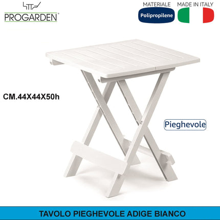 Progarden Tavolo Adige Pieghevole Bianco 44X44X50 Cm In Polipropilene – Leggero E Compatto, Portata 12 Kg Progarden
